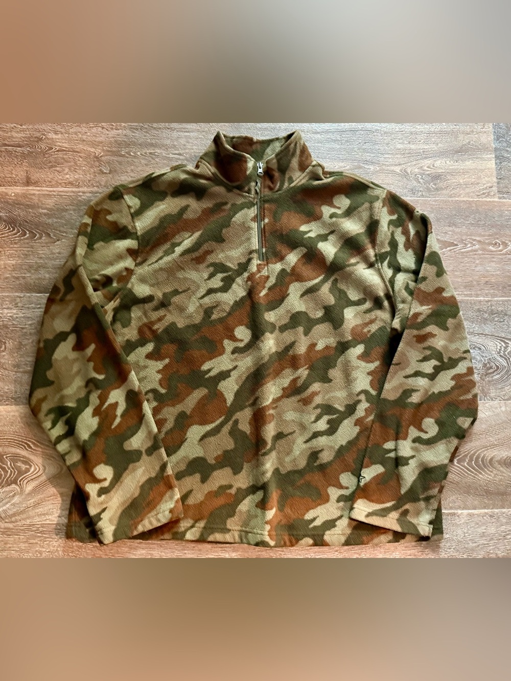 Men’s Starter Woodland Camo 1/4 Zip Fleece Pullover Sweatshirt Size XL
